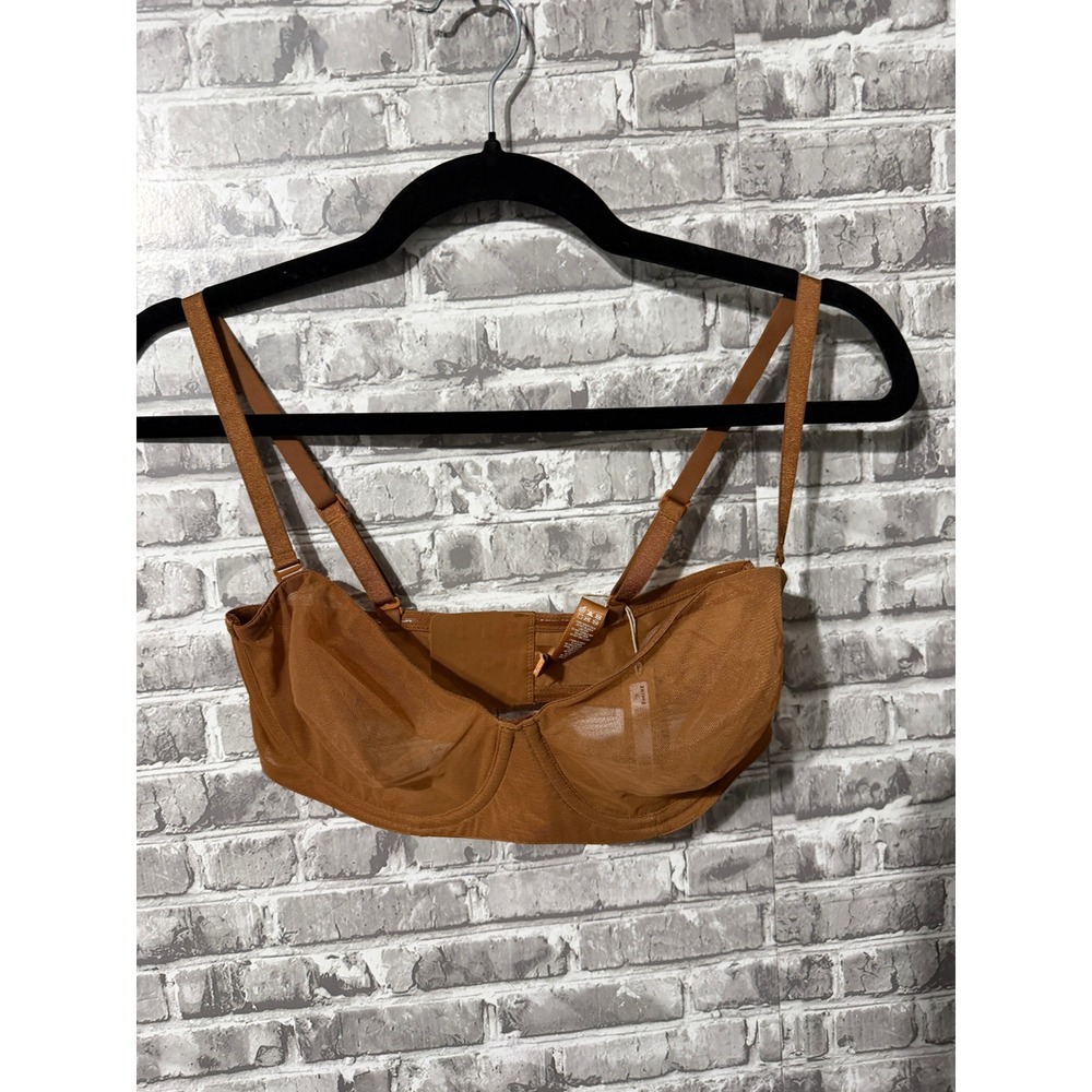 Skims Sheer Mesh Demi Bra Clay Brown Underwire Unlined 34DD